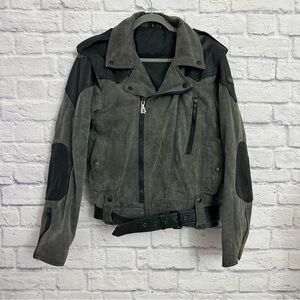 Hein Gerick men’s  Motorcycle Jacket 100% Cotton with Genuine Leather Trim Shell